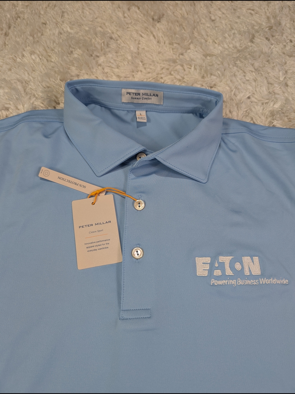 Peter Millar Men's Light Blue Polo Shirt - Eaton Embroidered